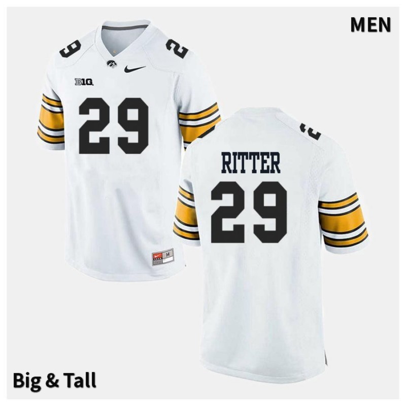 Men's Iowa Hawkeyes NCAA #29 Jackson Ritter White Authentic Nike Big & Tall Alumni Stitched College Football Jersey YP34F05BZ